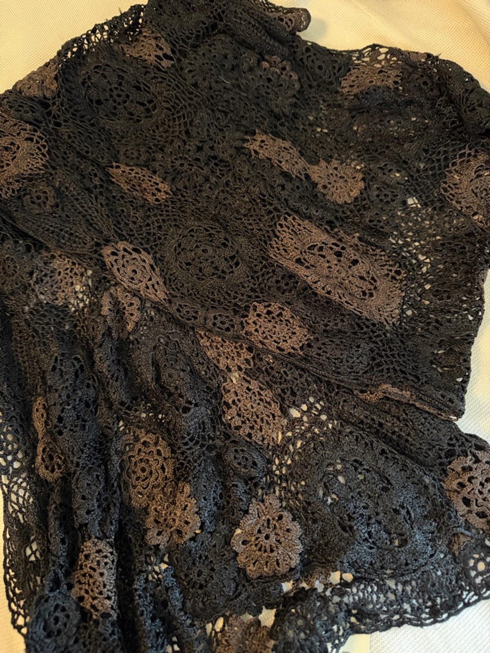 NWT English Weather 100% Silk Crochet Lace Scarf - Ceri Boutique $565